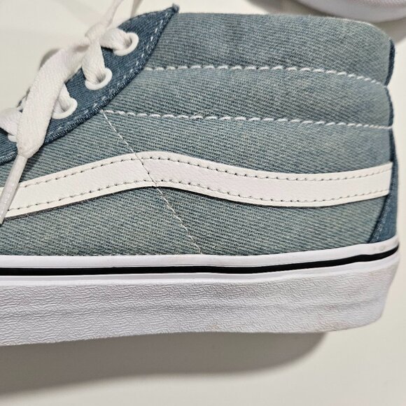 Vans Sk8-Mid Reissue Denim Two Tone Sneakers Women’s 10 Blue White - Picture 7 of 11